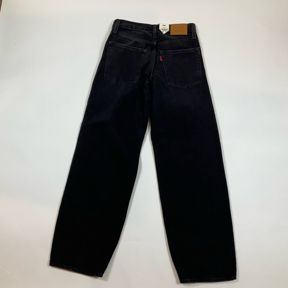 Levis Baggy Dad Distressed Straight Leg Mid Rise Jeans 24 x 30 Rake It Up Black - Picture 2 of 7